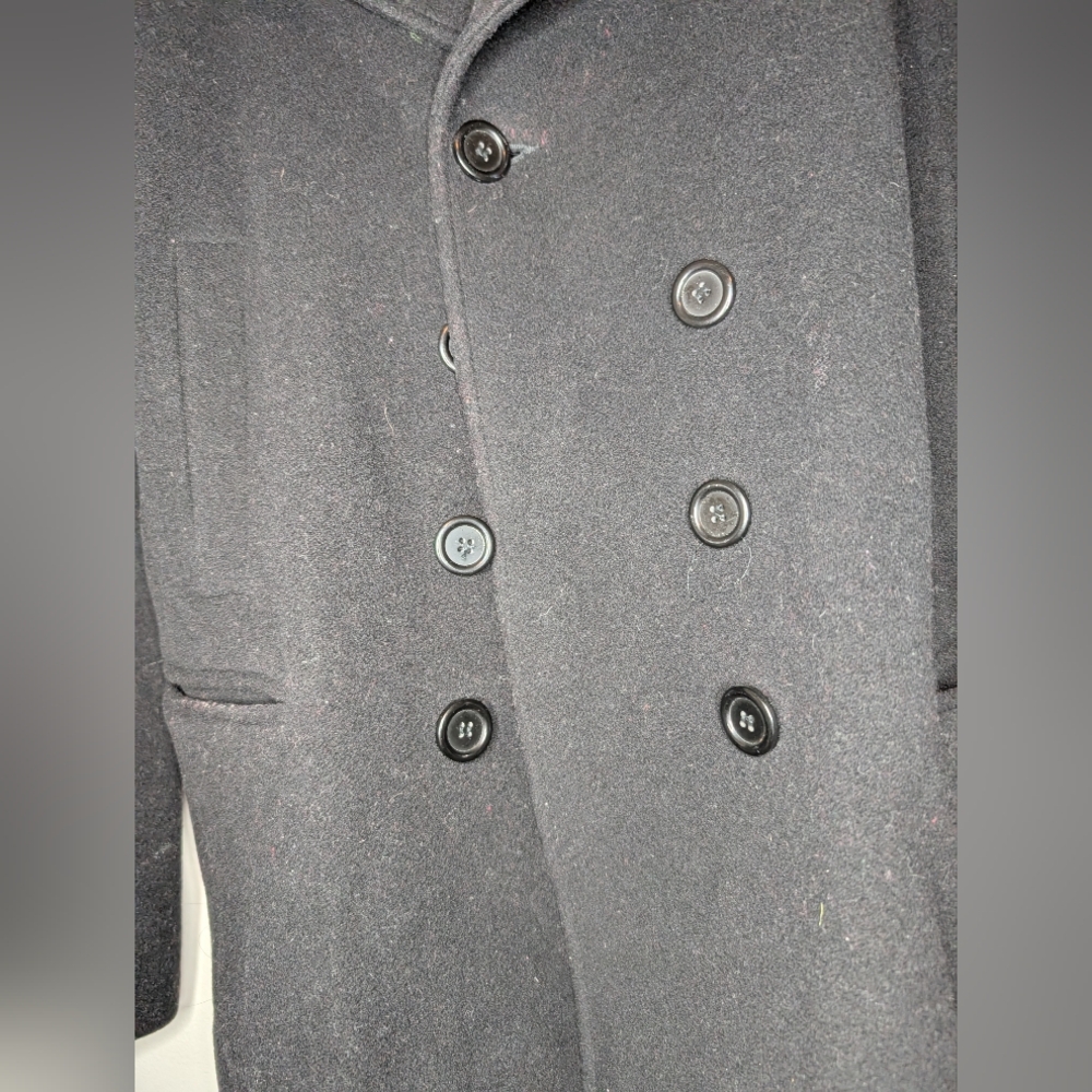 Vintage Marvin Richards Black Wool Peacoat Women’s Size 14 Double Breasted Jacke - Picture 4 of 8